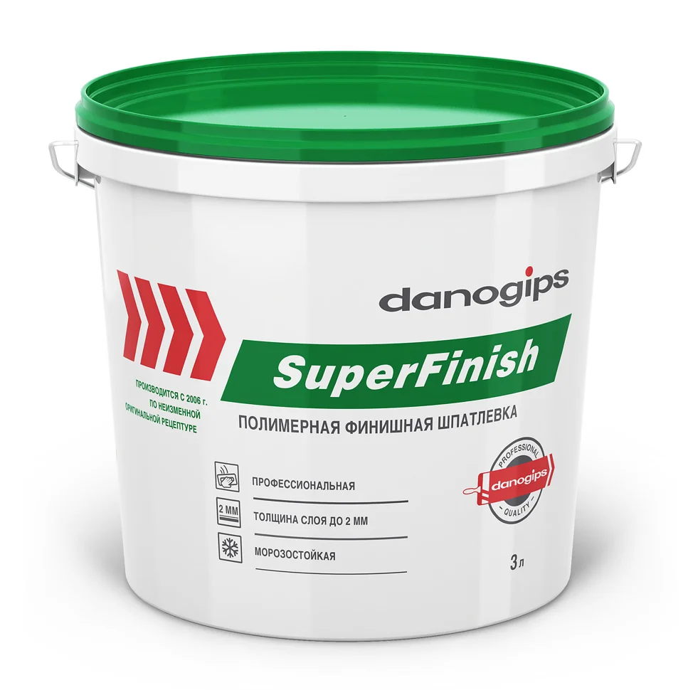 Шпаклевка готовая DANOGIPS SUPER FINISH полимерная финишная 3 л (5 кг)