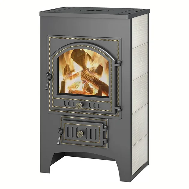 Печь-камин ВЕЗУВИЙ ПК-01(205) с плитой бежевой 12 кВт(200 м3) без теплообменника Печь-камин ВЕЗУВИЙ ПК-01(205) с плитой бежевой 12 кВт(200 м3) без теплообменника