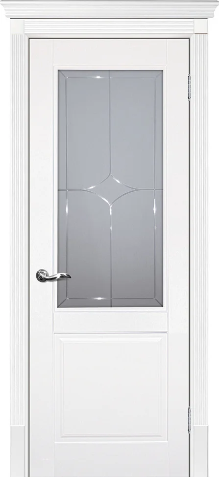 Дверь ТЕКОНА SMALTA-BELLA 15 остекленная алмазная графировка эмаль белая 90