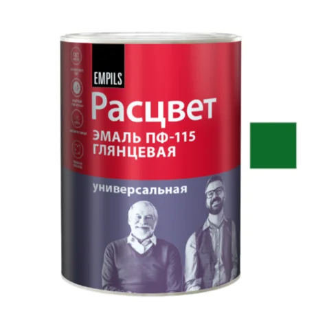 Эмаль ПФ-115 ярко-зелёная 0,9кг ТЗ РАСЦВЕТ ГОСТ 6465-76