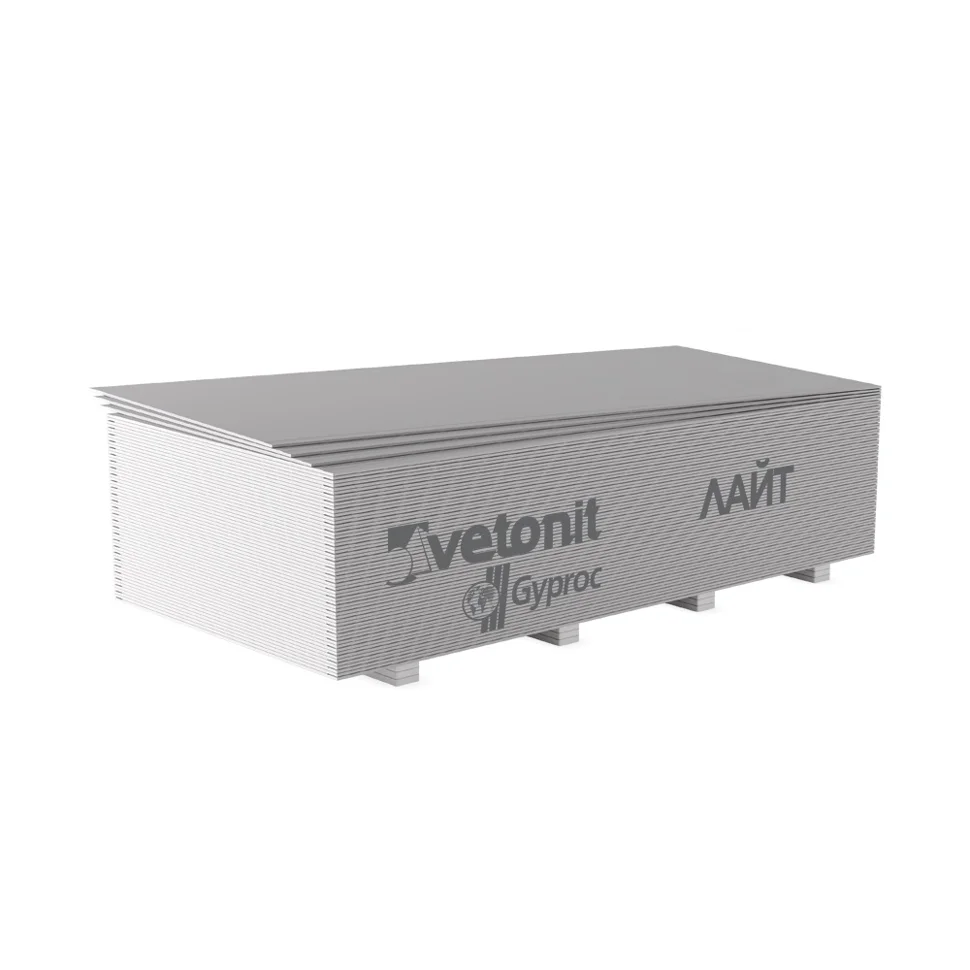 Гипсокартон ГКЛ Vetonit (Gyproc) Лайт ГСП-А-УК обычный 2500*1200*9,5 мм