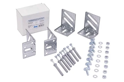 Комплект крепежа KNAUF для профилей UA 75 (4 уголка, 8 дюбель-гвоздей, 8 гаег, 8 шайб, 8 винтов) Комплект крепежа KNAUF для профилей UA 75 (4 уголка, 8 дюбель-гвоздей, 8 гаег, 8 шайб, 8 винтов)