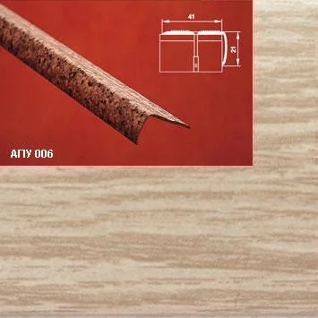 Порог АПУ 006 алюминиевый 1350*41*21 мм угловой наружный (20 дуб беленый)