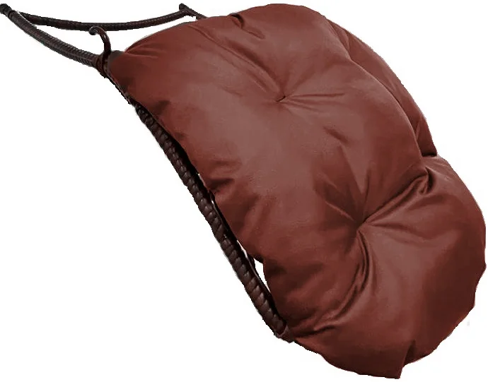 Подставка для ног на кресло подвесное, с ротангом коричневое, коричневая подушка