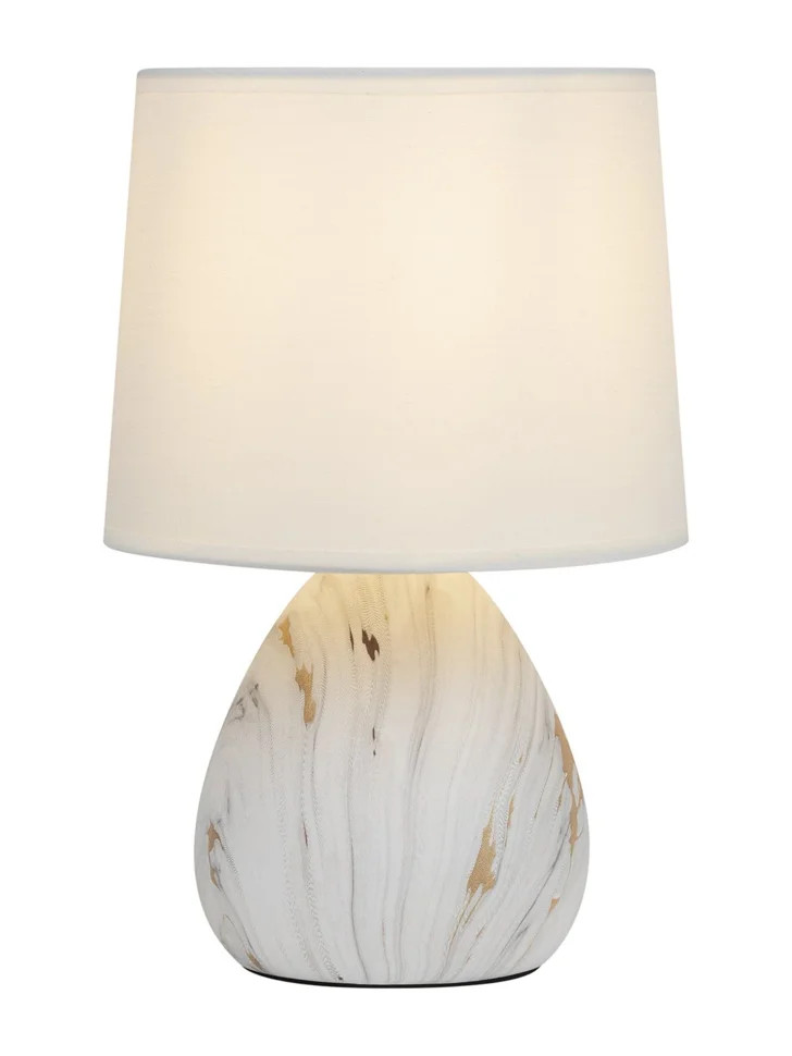 Лампа настольная ЭРА Rivoli Damaris D7037-501 1 х Е14 40 Вт керамика белая с золотом с абажуром