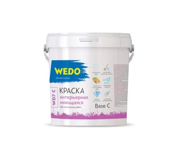 Краска ВД интерьерная моющаяся WEDO WD7 База С 0,9л