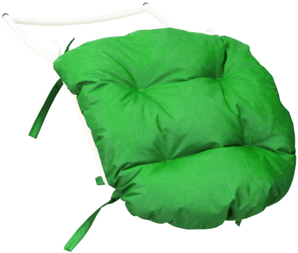 Подставка для ног на кресло подвесное, с ротангом белое, зеленая подушка