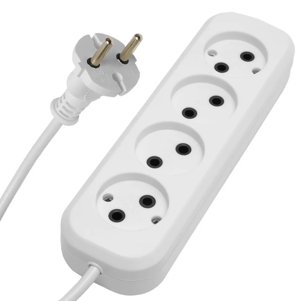 Удлинитель без заземления 4 гнезда 5 метра 2x0,75мм2, серия Home белый STEKKER HM01-40-05 (У10-429)