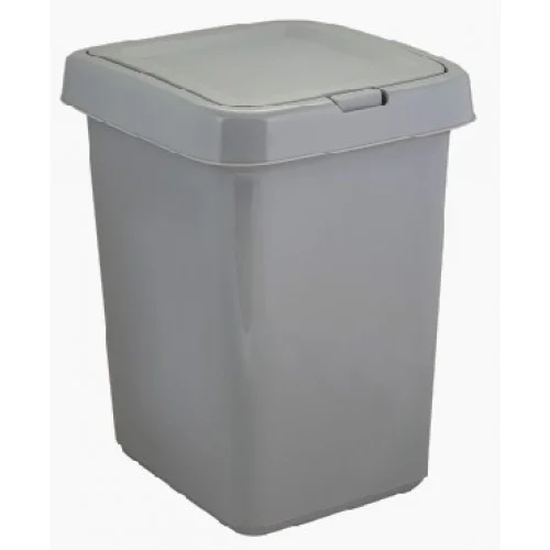 Ведро для мусора 25л с крышкой Push to Open "Квадра" (серый)