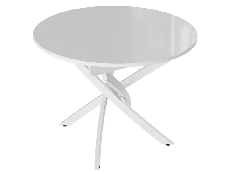 Стол обеденный Diamond Тип 3 1000*(1380)*1000*75 (Белый муар, Белый глянец)