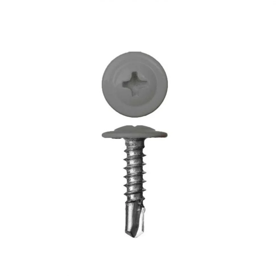 Саморезы с прессшайбой сверло 4,2x25 RAL 7024 (уп 500шт)