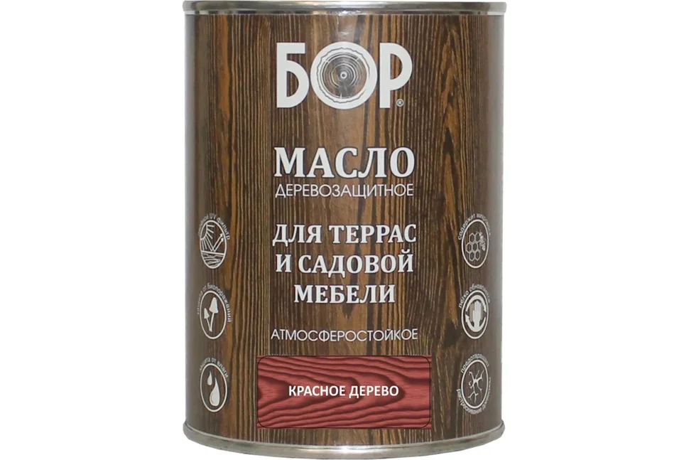 Масло для террас и садовой мебели Бор красное дерево 1л