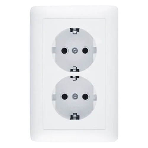 Розетка 2-местная СП Хит 16А 250В с заземл. без защ. шторок бел. Schneider Electric RS16-236-B