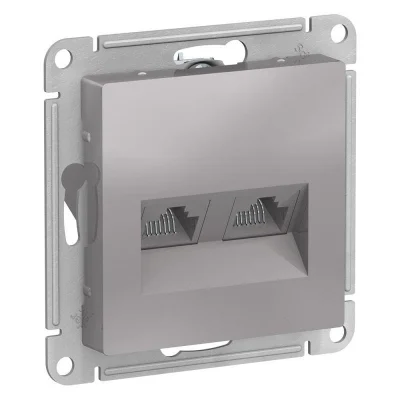 Механизм розетки компьютерной 2-м AtlasDesign RJ45 кат.5E алюм. SE ATN000385 Механизм розетки компьютерной 2-м AtlasDesign RJ45 кат.5E алюм. SE ATN000385