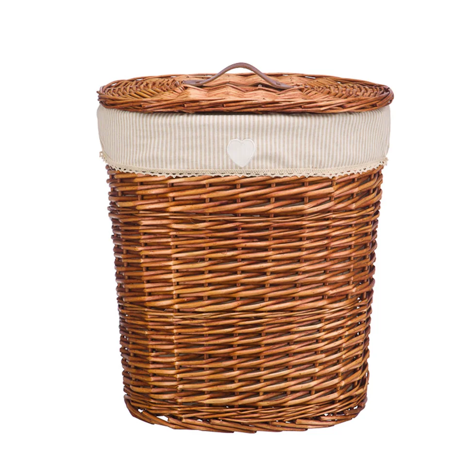 Корзина бельевая овальная "Полоска" M, 39x27x45H см, коричневый