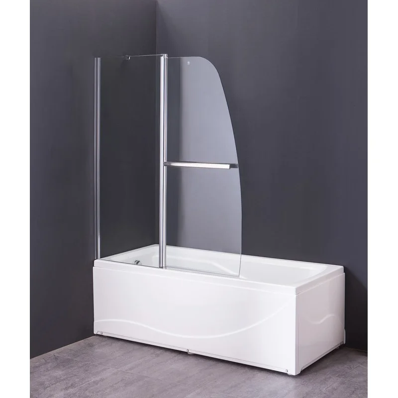 Шторка для ванны GROSSMAN GR-100/2 140*120см, алюминиевый профиль, стекло ПРОЗРАЧНОЕ 6мм