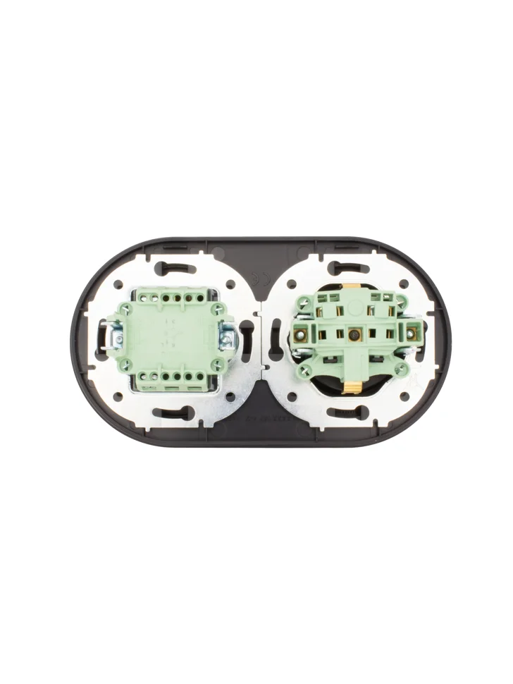 Рамка двухместная горизонтальная Lezard OSEN акриловая черная матовая круглая