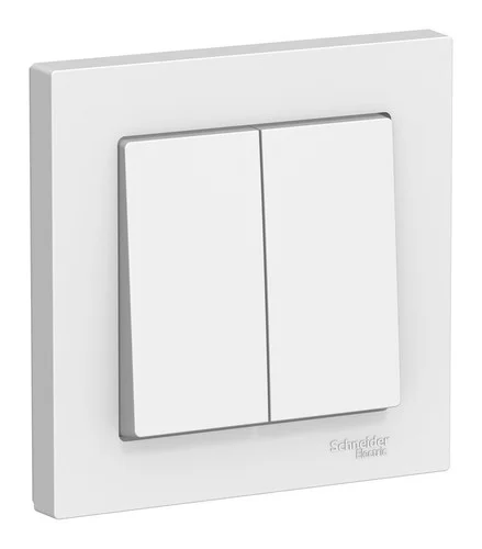 Выключатель двухклавишный СП AtlasDesign 10А IP20 (сх. 5) 10AX в сборе бел. Schneider Electric ATN000152