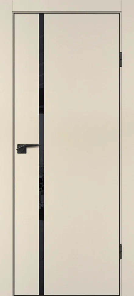Дверь PROFILO PORTE P-22 NEW PET глухая стекло LACOBEL Черный бежевый матовый 80 (кромка черная ABS с 4-х сторон без врезки под замок и петли)