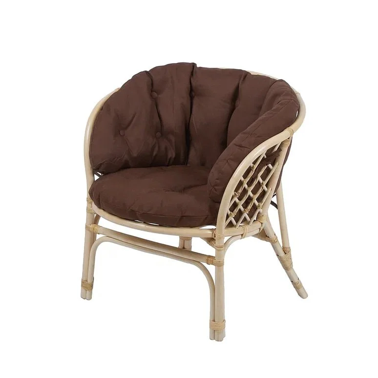 Кресло Багама с коричневой ушастой подушкой твилл , натуральный