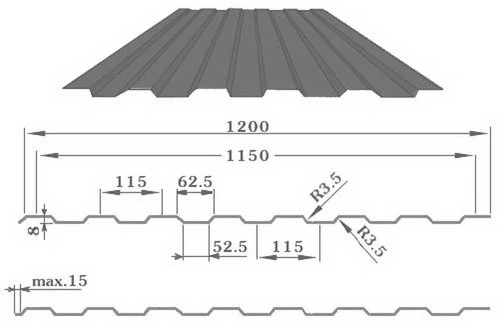 Профнастил С-8(Тип), 0.45 мм, PE, двухсторон RAL ** 1.2 * м2