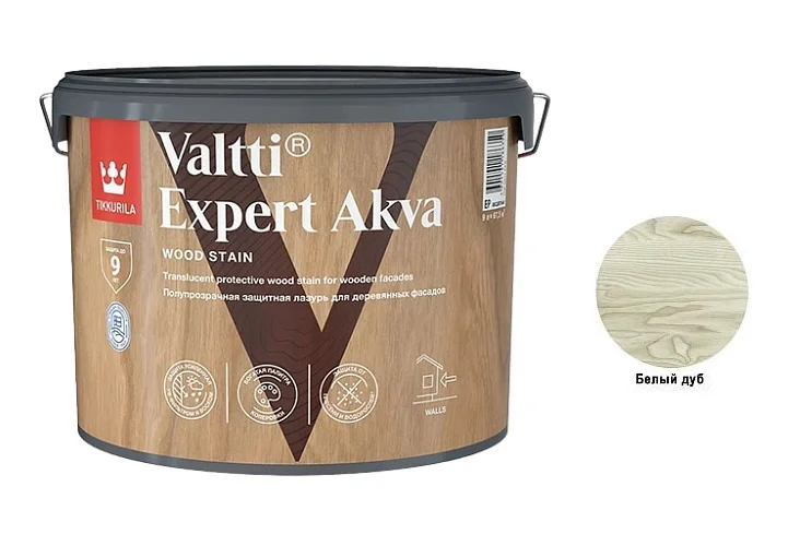 Антисептик лессирующий Tikkurila VALTTI EXPERT AKVA 9л белый дуб