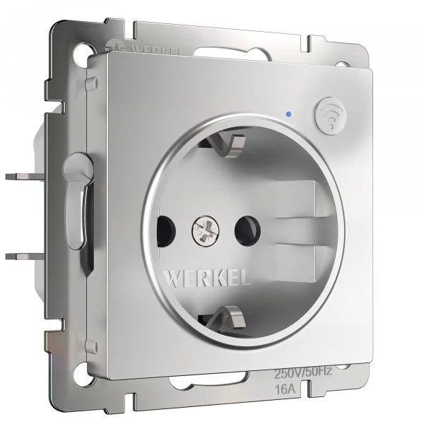 Розетка 1-местная СП Werkel Wi-Fi с заземлением, серебряная, W1171606