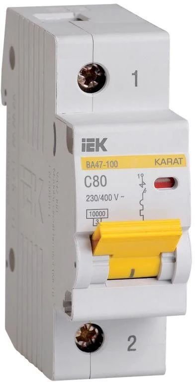 Выключатель автоматический ВА 47-100 1Р 80А 10kA х-ка IEK MVA40-1-080-C