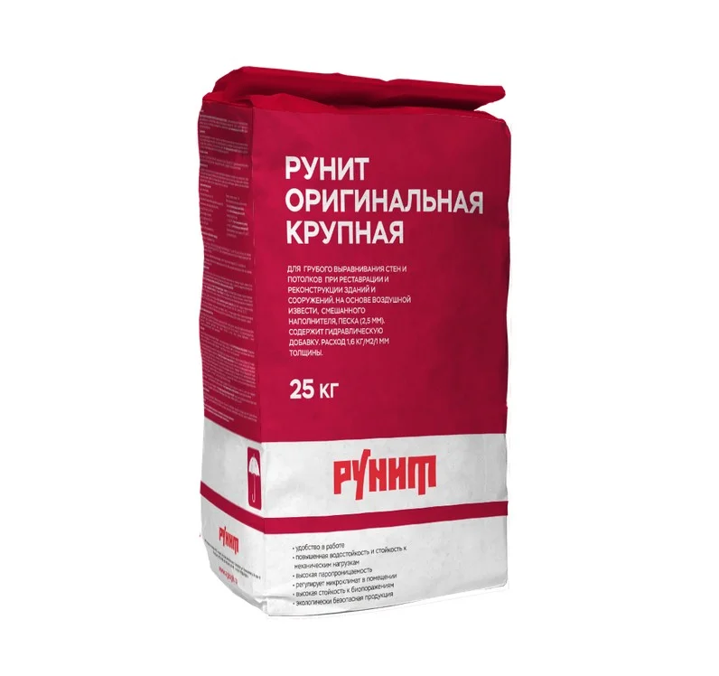 Штукатурка известковая РУНИТ Д1-01-12 Оптима крупная 25 кг
