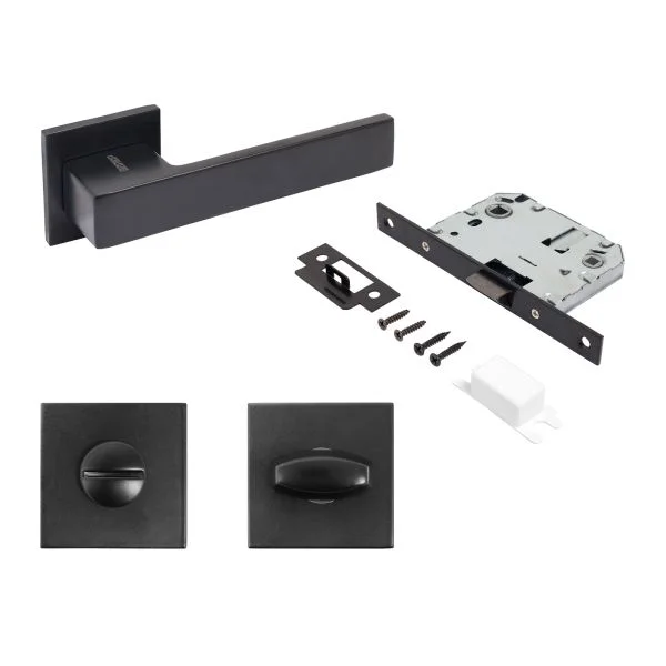 Комплект ручка и защ с фикс АЛЛЮР АРТ "РИНГО" BL+L7050S BL+BK-S2 BL (83150/S7050) матовый черный