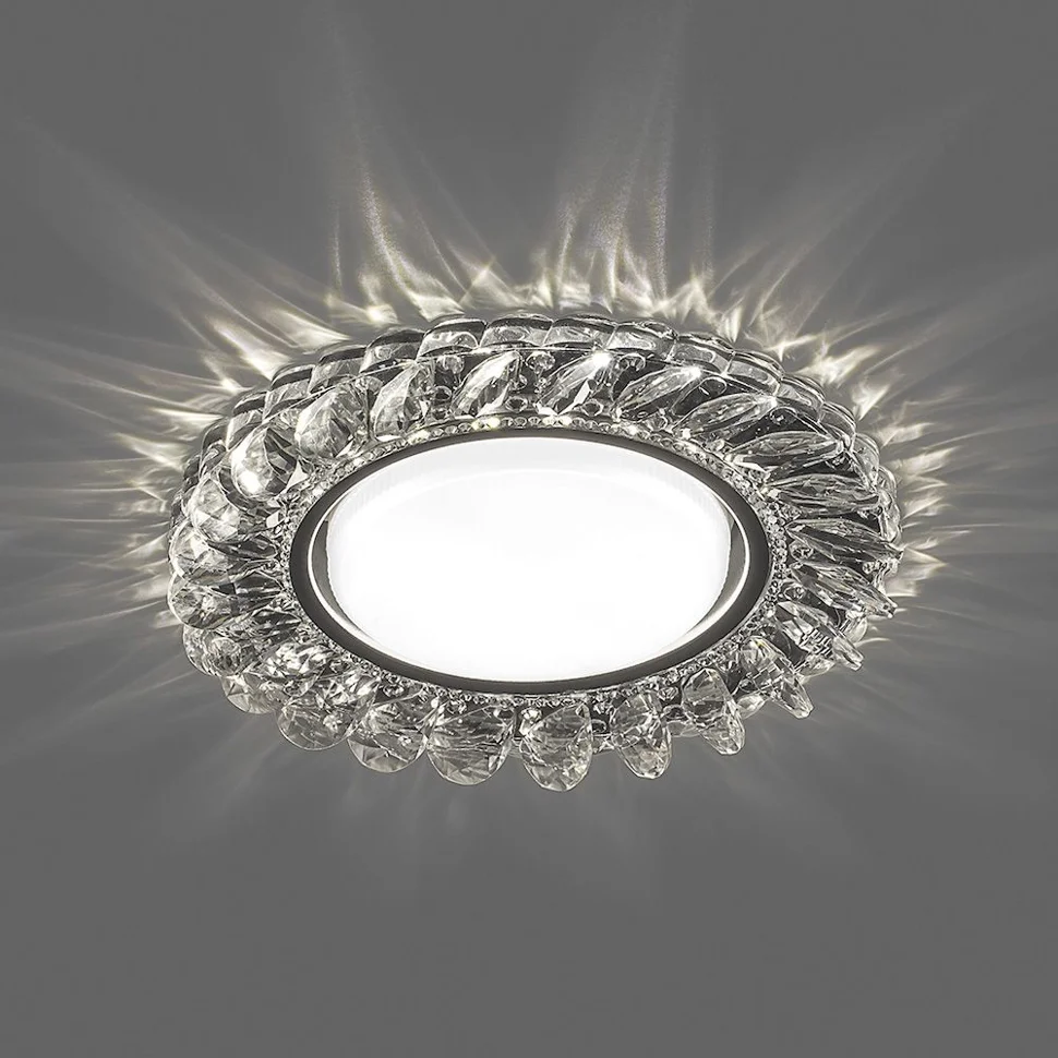 Светильник точечный Feron CD4034 со светодиодной подсветкой 20LED*2835 SMD 4000K, 15W GX53, прозрачный, хром