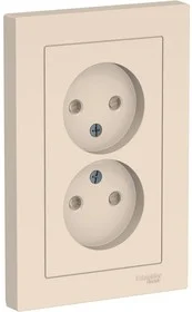 Розетка 2-местная СП AtlasDesign 16А IP20 без заземления. шторки в сборе беж. Schneider Electric ATN000222