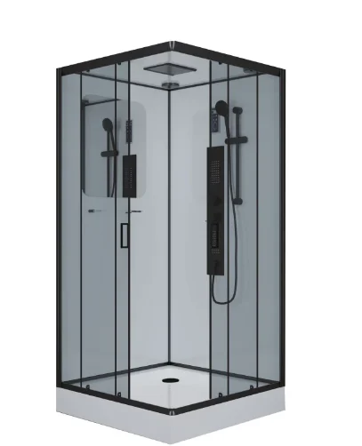 Кабина душевая NIAGARA NG-6902-01GQ BLACK 1000х1000х1900 низкий поддон, стекло тонированное, черные профиля, арт. NG-6902-01BLACK