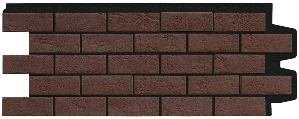 Панель цокольная Grandline Состаренный кирпич Design Plus каштан c черным швом 968*0,39 м (S=0.38м2)