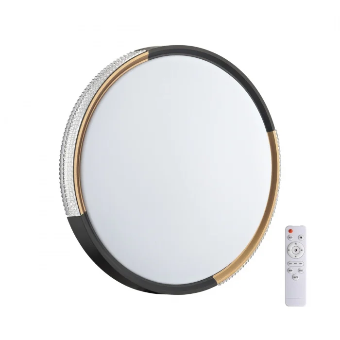 Светильник 7629/EL PALE SN 184 пластик/черный/золотистый LED 72Вт с ДУ 3000-6000К D490 IP43 пульт ДУ VELIO