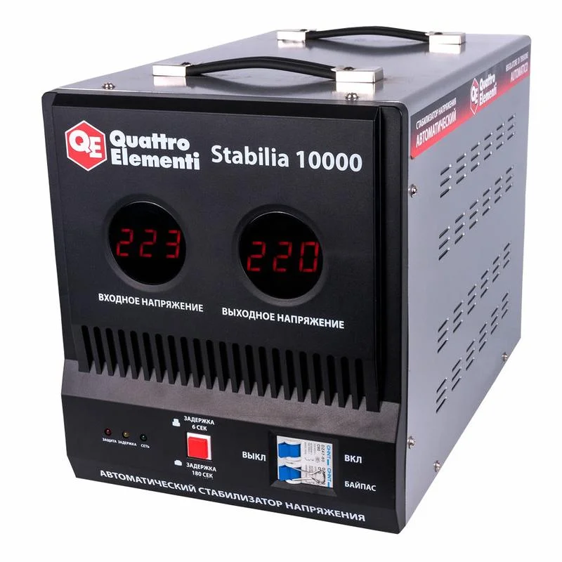 Стабилизатор напряжения Stabilia 10000 (10000 ВА, 140-270 В, 18.6 кг, байпас), QUATTRO ELEMENTI