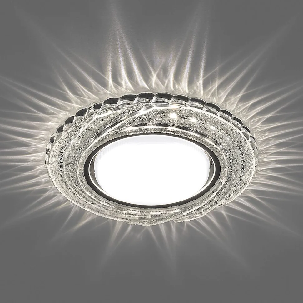 Светильник точечный Feron CD4037 со светодиодной подсветкой 20LED*2835 SMD 4000K, 15W GX53, прозрачный, хром*