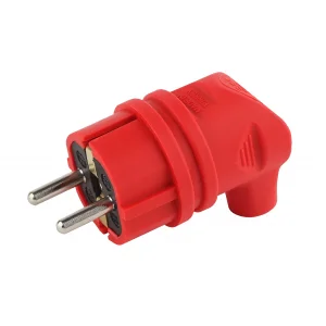 Вилка Эра 16A, красная, с заземлением, каучуковая, 90град V9-RED-IP44