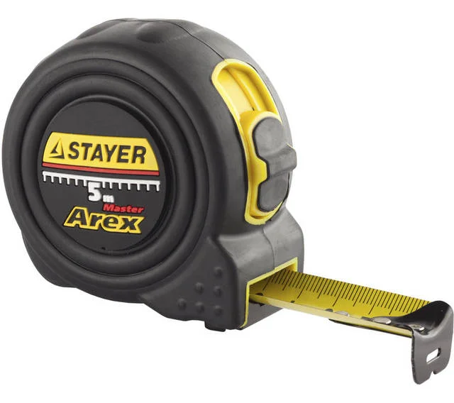 Рулетка 5м*19мм STAYER "PROFI" "AREX", двухкомпонентный противоударный корпус, упрочненное полотно