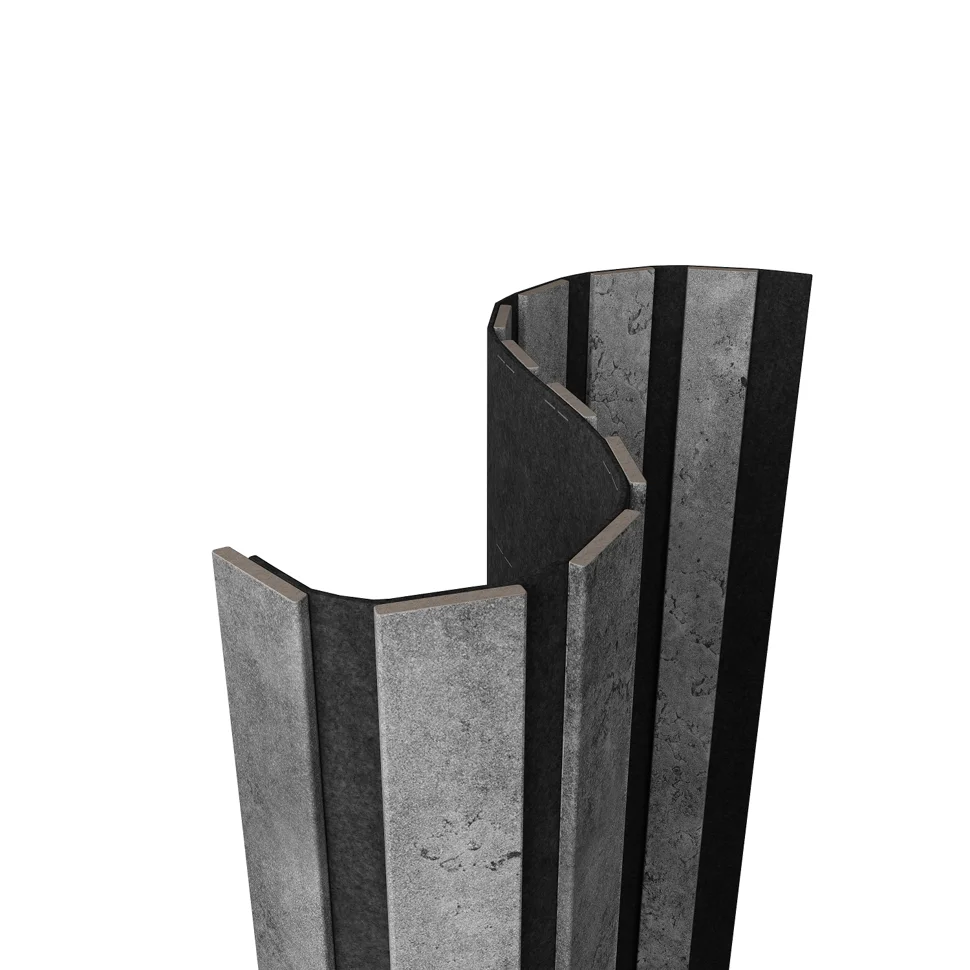 Панель акустическая гибкая ARTIVA, черный войлок, 1200х600х9мм, рейки МДФ 40х6мм, бетон