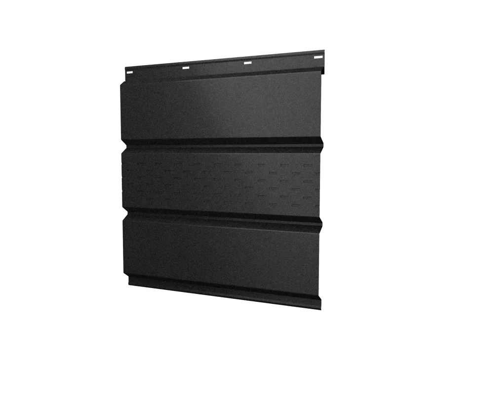 Софит металлический перфорация по центру RAL 9005 (чёрный), 0.45мм Grandline, 0.357*3м