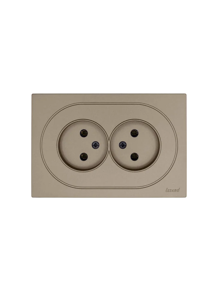 Розетка 2-местная СП Lezard OSEN без заземления, титан Розетка 2-местная СП Lezard OSEN без заземления, титан