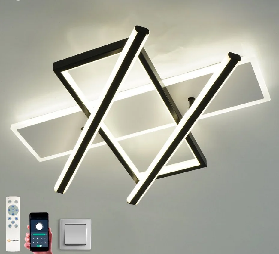 Светильник управляемый светодиодный PALLA 110W 3S-APP-500x460x80-BLACK/WHITE/CLEAR-220-IP20