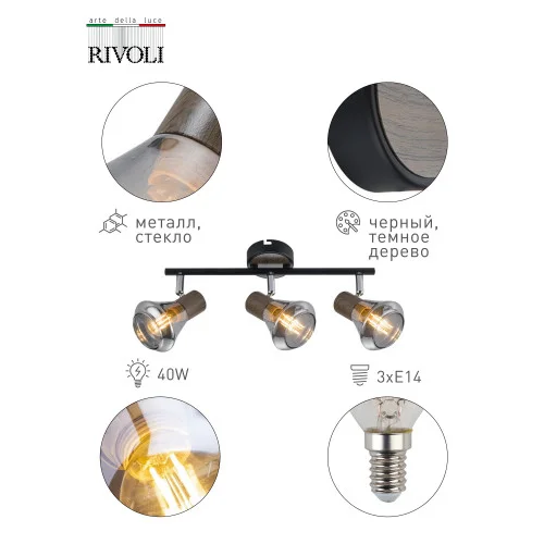 Светильник СПОТЫ Rivoli Eho 7031-703 3 х E14 40 Вт поворотный*