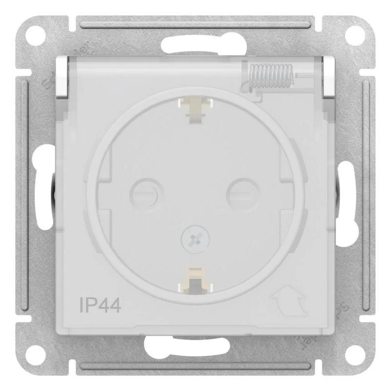 Механизм розетки 1-м СП AtlasDesign Aqua 16А IP44 с заземл. защ. шторки с защ. крышкой бел. Schneider Electric ATN440146