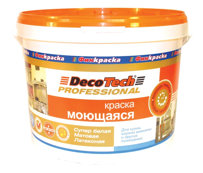 Краска ВД интерьерная моющаяся матовая латексная DecoTech 10л База С