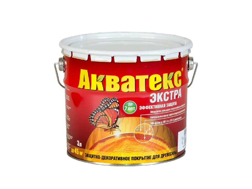 Основа алкидная Акватекс ЭКСТРА 3л (рябина) двойная УФ-защита, воск, масло, нанесение на олифу