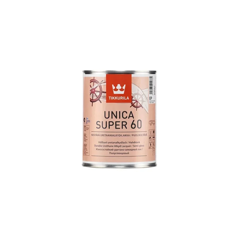 Лак паркетный полуглянцевый TIKKIVALA Unica Super 60 EP универсальный 0,9л