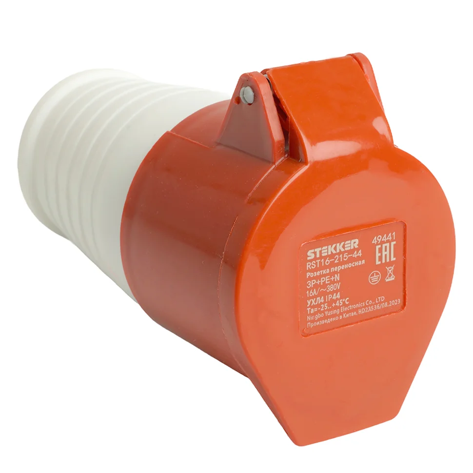 Розетка переносная STEKKER ST-215 16А 380В 3P+PE+N IP44, RST16-215-44