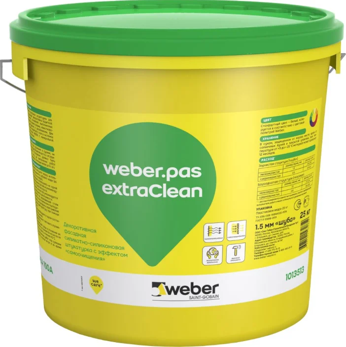 Штукатурка декоративная WEBER.PAS EXTRACLEAN 100A короед зерно 2,0 белая 25 кг (Ярославль)